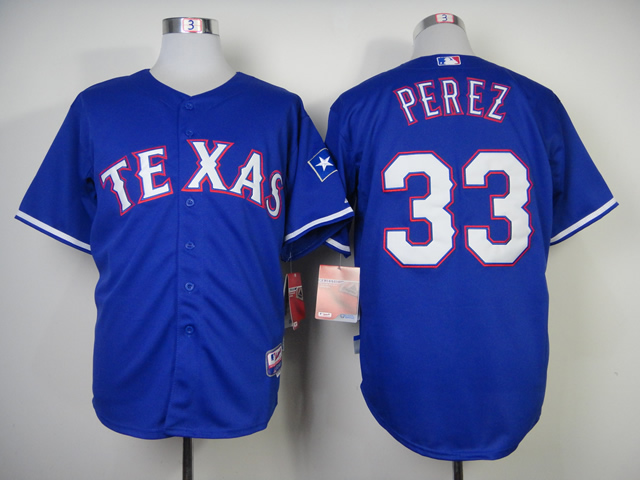 Men Texas Rangers #33 Perez Blue MLB Jerseys